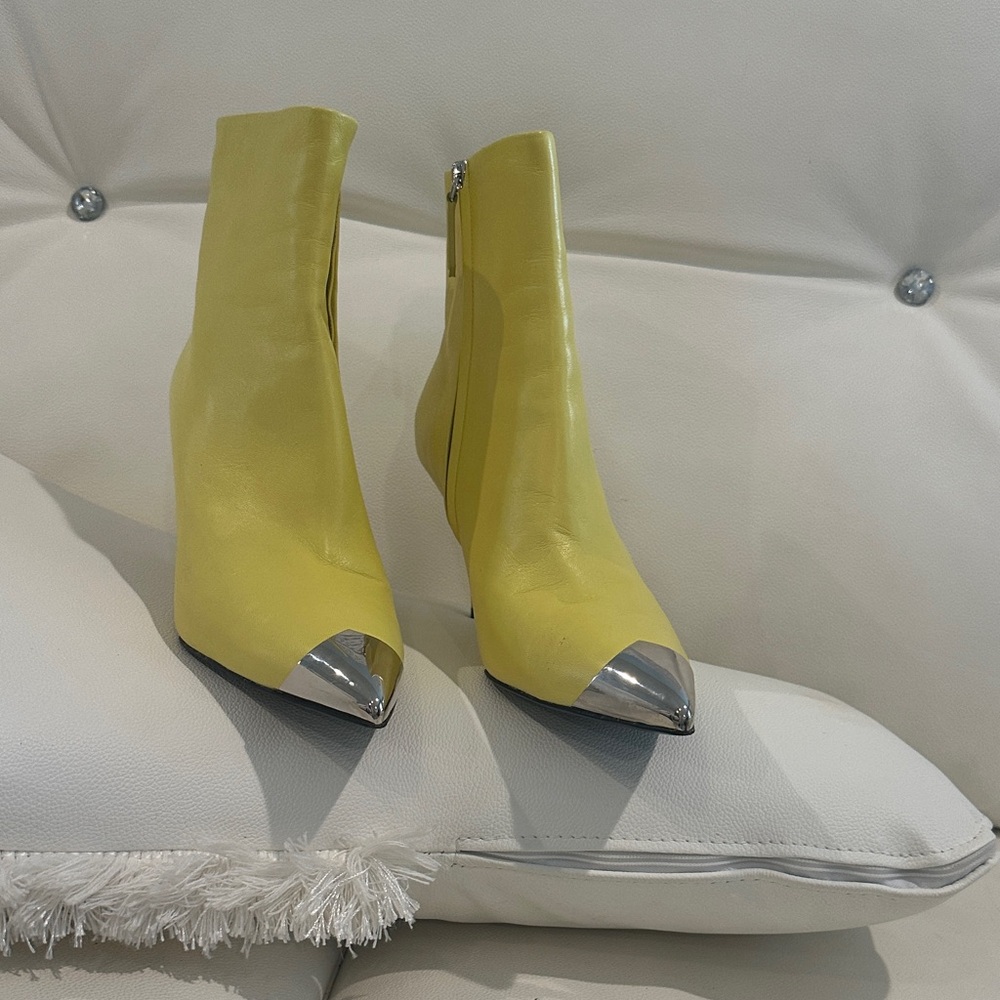 Calvin Klein Yellow Boots with Silver Accents